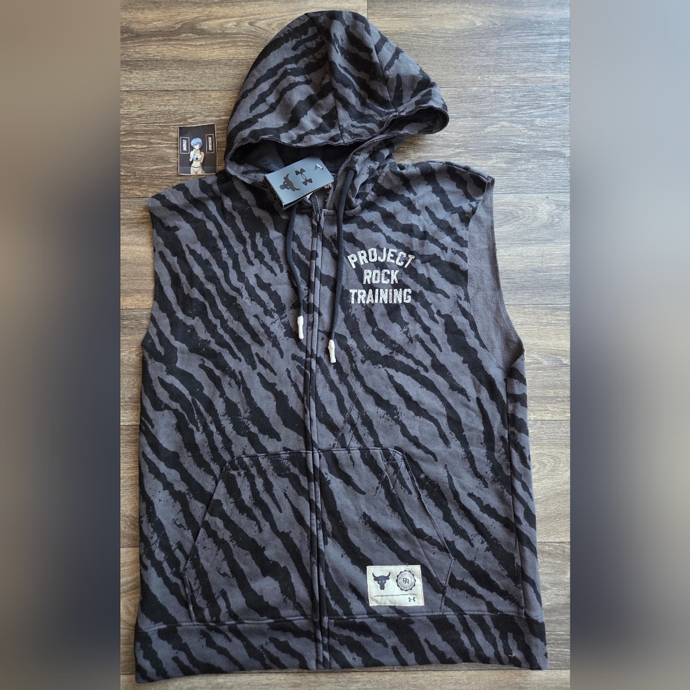 Under Armour Project Rock Rival Fleece Sleeveless Full-Zip Hoodie L